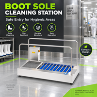 Système d'entrée hygiénique automatique pour salle blanche avec machine de nettoyage des semelles et poste de contrôle du personnel