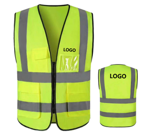 Gilet di sicurezza ad alta visibilità personalizzato con materiale in poliestere con tasca a righe riflettenti per le guardie di sicurezza funzionano con Logo personalizzato - Product Image 1