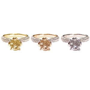 Design classique haute couronne polonaise conception 18k or blanc véritable diamant bijoux Solitaire semi-montage bague de fiançailles pour la mariée - Product Image 4