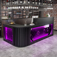 Comptoir de réception en métal de style industriel avec éclairage LED pour restaurant, bar, bistro, salon de thé - Comptoir de caisse et de rangement