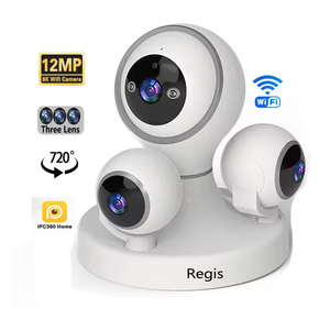 Regis 12MP Wifi ip camera an ninh với ba ống kính PTZ trong nhà 360 không dây CCTV Video tầm nhìn ban đêm con người phát hiện được xây dựng trong mic - Product Image 1