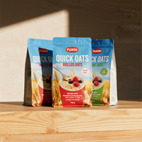 Sachet Doypack Personnalisé Mat Imprimé Refermable avec Fermeture Ziplock de Qualité Alimentaire pour Avoine, Granola, Céréales et Aliments Secs