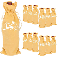 Sac cadeau de vin en velours avec logo personnalisé avec cordons Pochettes d'emballage de décorations de Noël pour bouteille de champagne de 750ml