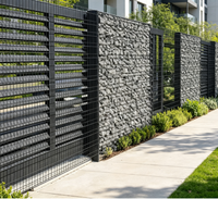 Valla de Aluminio con Rejillas, Recubierta de Polvo, Soldada, con Malla de Piedra, Pantalla de Privacidad para Jardín, Valla de Límite para Paisajes Residenciales