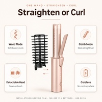 Brosse lissante chauffante en céramique à température constante avec écran LED, portable, sans fil, rechargeable, pour cheveux teints et abîmés