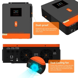 PowMr <span class=keywords><strong>Inverter</strong></span> tenaga surya 6200W 220VAC, <span class=keywords><strong>Inverter</strong></span> tenaga surya 6,2 kW 48V gelombang sinus murni dengan pengontrol tenaga surya MPPT - Product Image 4