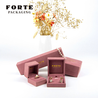 FORTE Luxe Diskret rosa Korn Samt Gold Stempel Logo benutzer definierte Ring Armband Halskette Anhänger Schmuck Verpackung