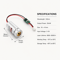Module laser vert ZhonNa 532nm 35mW 3-5V, lampe de positionnement à spot en cuivre, diode laser, accessoires et composants d'émission de lumière de visée