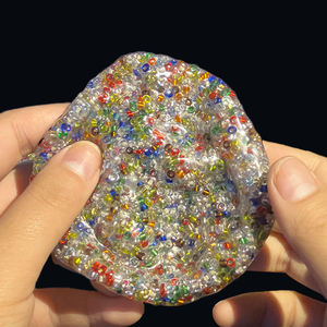 Jouets sensoriels en TPR colorés et croquants pour soulager le stress, balle de massage de décompression avec rembourrage de perles, balle fidget modelable - Product Image 3