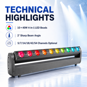 ไฟ LED เมทริกซ์10X40W 500W RGBW <span class=keywords><strong>2</strong></span>ลำแสง230 DMX512เอียง RDM 6โหมด IP20 Ra95อลูมิเนียม + พลาสติกสำหรับเวทีคอนเสิร์ต - Product Image 3