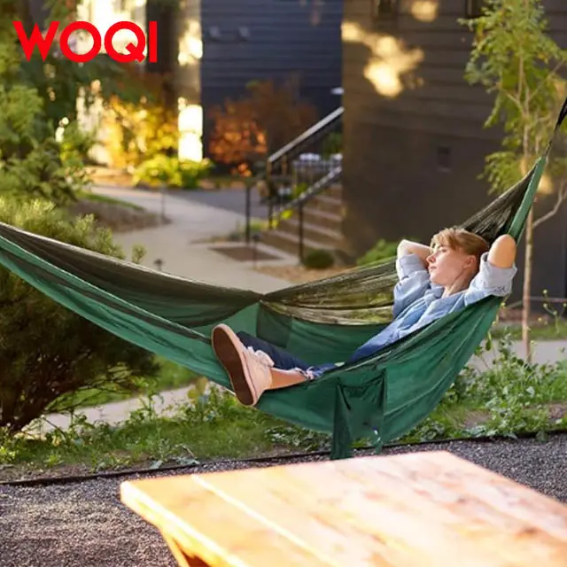 WOQI viaje al aire libre portátil Camping Nylon hamaca paracaídas hamaca con mosquiteras