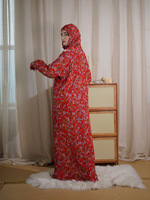 Robe de Prière Intégrée Traditionnelle Musulmane Grande Taille pour Femmes Confortable et Respirante avec Chapeau en Dentelle et Motif Imprimé Tendance
