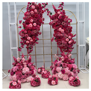 Arco Nuziale All'Ingrosso Bianco <span class=keywords><strong>Rosa</strong></span> con <span class=keywords><strong>Fiori</strong></span> Artificiali, Sfondo Floreale Artificiale, Runner Floreale per Matrimoni - Product Image 4