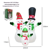 Drei Schneemann-Familien-Kombination Aufblasbare Luftfiguren mit LED-Beleuchtung für Weihnachtsdekoration im Außenbereich