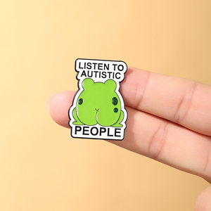 Al por mayor, personalizados, broches de metal esmaltados estilo antiguo con diseño de rana <span class=keywords><strong>para</strong></span> la concienciación sobre el autismo y el apoyo a la neurodiversidad, en stock - Product Image 3