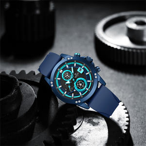Montres à quartz originales de luxe NAVIFORCE 8033 BEBEBE, bleu, silicone, grand cadran, trois aiguilles, étanches, pour hommes, bracelet en silicone - Product Image 4