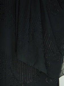 Abaya noire perlée, Abaya ornée avec ensemble hijab assorti, Abaya élégante, Robe musulmane pour femmes - Product Image 6