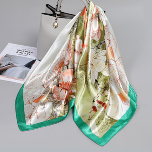 Grand <span class=keywords><strong>foulard</strong></span> carré vintage en <span class=keywords><strong>soie</strong></span> 90x90 pour <span class=keywords><strong>femme</strong></span>, idéal printemps-automne, pour le département musulman - Product Image 5