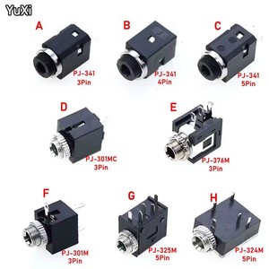 PJ341 <span class=keywords><strong>301</strong></span> 376M 301M 325M Conector Hembra Estéreo de 3.5mm con Tornillo, Conector de Audio para Auriculares de 3.5mm, Conector Cilíndrico PJ-324 - Product Image 1