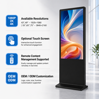 Supports 4K 32/43/49/55/65/75 pouces Écran LCD publicitaire d'intérieur Affichage de signalisation numérique avec écran tactile en option