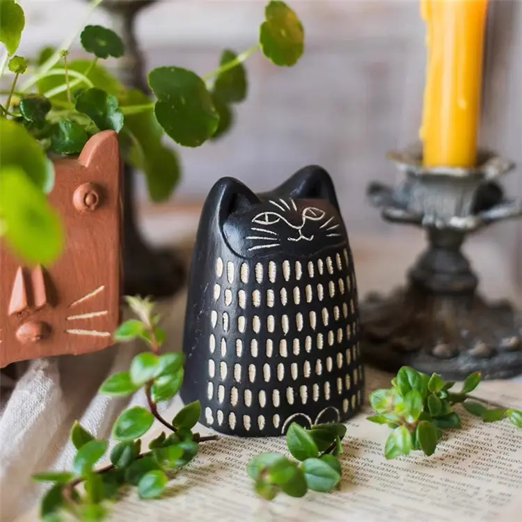 Moderne Kunst niedliche Katze schwarz weiß Zement Gartenhaus Dekor Desktop Ornament Raum dekorationen für zu Hause