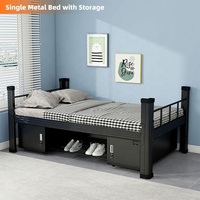 Chambre à coucher pour adulte, école, hôtel, auberge de jeunesse, design moderne et résistant, lit d'enfant en métal à cadre unique en acier de taille double noire