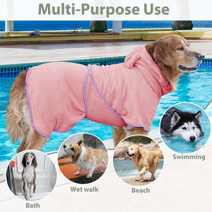 Wholesale <strong>Dog</strong> Bathrobe Super Absorbent Towel Cute <strong>Dogs</strong> Clothes Adjustable Collar &amp; Belly Strap Warm Keeping Hooded <strong>Dog</strong> Towel - Product Image 5