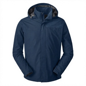 Custom <b>Men's</b> Outdoor Casual Stand Collar Hooded Waterproof Breathable Windproof <b>Racer</b> <b>Jacket</b> with Front Pocket Polyester - Product Image 2