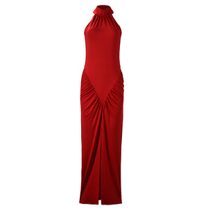 เดรสยาวเข้ารูปมีเชือกคล้องคอแขนกุดแฟชั่นของผู้หญิงมาใหม่ - Product Image 6