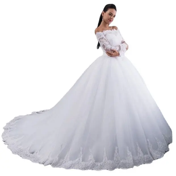 S088Q 2022 новое белое свадебное платье с высокой талией средней длины на одно плечо с кружевными рукавами