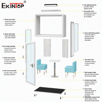 Cabine de bureau insonorisée acoustique, cabine téléphonique modulaire, cabine de réunion à structure en acier avec verre trempé pour salle d'interview