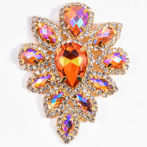 Oleeya光沢クリスタルビーズラインストーンシルバーボタンティアドロップグラスフラットバックネックレスBodiceアップリケアクセサリー用 - Product Image 3