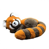 Peluche Panda Rouge Réaliste Personnalisée, Jouet Animal Doux et Moelleux, OEM ODM, Logo Personnalisé, Rembourrage Coton PP, Anti-Stress en Maille