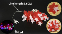 20LED Bentuk Bintang Bunga Merah Warna Lampu Dekoratif LED Tiang Baterai String Lampu