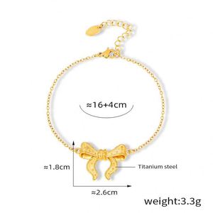 Waterproof 18K Gold Plated Stainless Steel Bowknot Heart Jewelry <b>Set</b> Women Tarnish-Free Earring <b>Bracelet</b> Party Trendy Wedding - Product Image 4