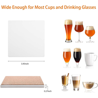 Sous-verres vierges pour sublimation, carreaux en céramique pour l'artisanat, sous-verres carrés, carreaux non émaillés de 4 pouces avec support en liège