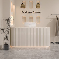 Vente directe du fabricant, comptoir de réception commercial extensible en panneaux de bois, style moderne minimaliste, utilisation scolaire et hospitalière, personnalisable