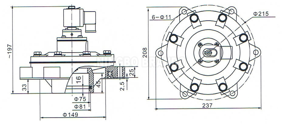 BFEC DMF-Y-62S 2.5'' Embedded Pulse Jet Valve For Dust Collector Baghouse Bag Filter