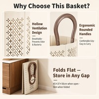Panier à linge pliable en PP+TPR, grande capacité, ventilation creuse, panier à linge sale pliable avec poignées, 3 couleurs