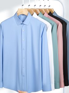 Camisas de Manga Larga ModaL de Alta Calidad y Lujo <span class=keywords><strong>para</strong></span> <span class=keywords><strong>Hombre</strong></span>, <span class=keywords><strong>Ropa</strong></span> Formal de Negocios en Color Sólido - Product Image 1