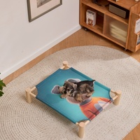 Wasserdichtes und Abnehmbares Haustierbett mit Tiermustern Katzen- und Hundebett mit Holzbeinen