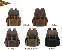 Sac à dos pour ordinateur portable 15 pouces en cuir véritable vintage Sac à dos de voyage en toile à la mode pour hommes et femmes Camping