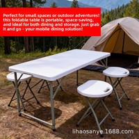 Table pliante en plastique à cadre métallique moulé par soufflage, vente directe usine - Empilable, portable, légère, pour extérieur