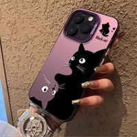 Coque de téléphone élégante pour iPhone 7 8 Se 2020 Xs Xr 12 13 11 14 15 16 Pro Max coque de téléphone de créateur de thème de chat de dessin animé mignon