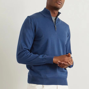 Maglione in tinta unita da <span class=keywords><strong>uomo</strong></span> in <span class=keywords><strong>cotone</strong></span> 100% essenziale con Zip per l'autunno - Product Image 1