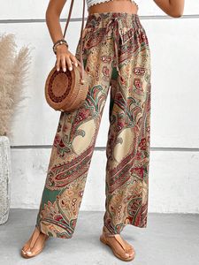 Nouvelle Collection Automne – Pantalon Bohème Imprimé Paisley en Polyester Respirant, Coupe Droite Ample, Longueur Mi-Mollet, Taille Élastique - Product Image 6