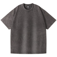 Kaos oblong katun murni 230g, bernapas, menyerap keringat, dicuci, model oversize vintage, trendi, merek Eropa Amerika.