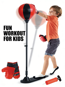 Ensemble de ballon de frappe réglable Yuglow <span class=keywords><strong>pour</strong></span> enfants avec gants de boxe et pédale, jouet d'entraînement de fitness et anti-stress - Product Image 3