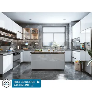 Luxo Villa Design serviço personalizado gabinete modular moderno mdf cozinha móveis