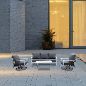 High-End Hand Painted Aluminum Alloy Furniture Set Modern Rotatable Outdoor Courtyard Chair for Hotel Villa Dining Park